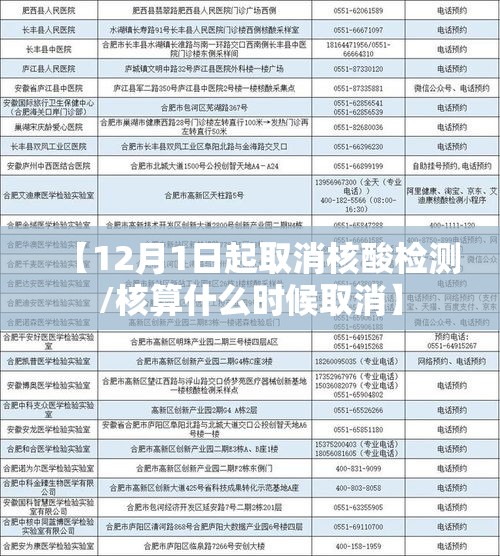 【12月1日起取消核酸检测/核算什么时候取消】